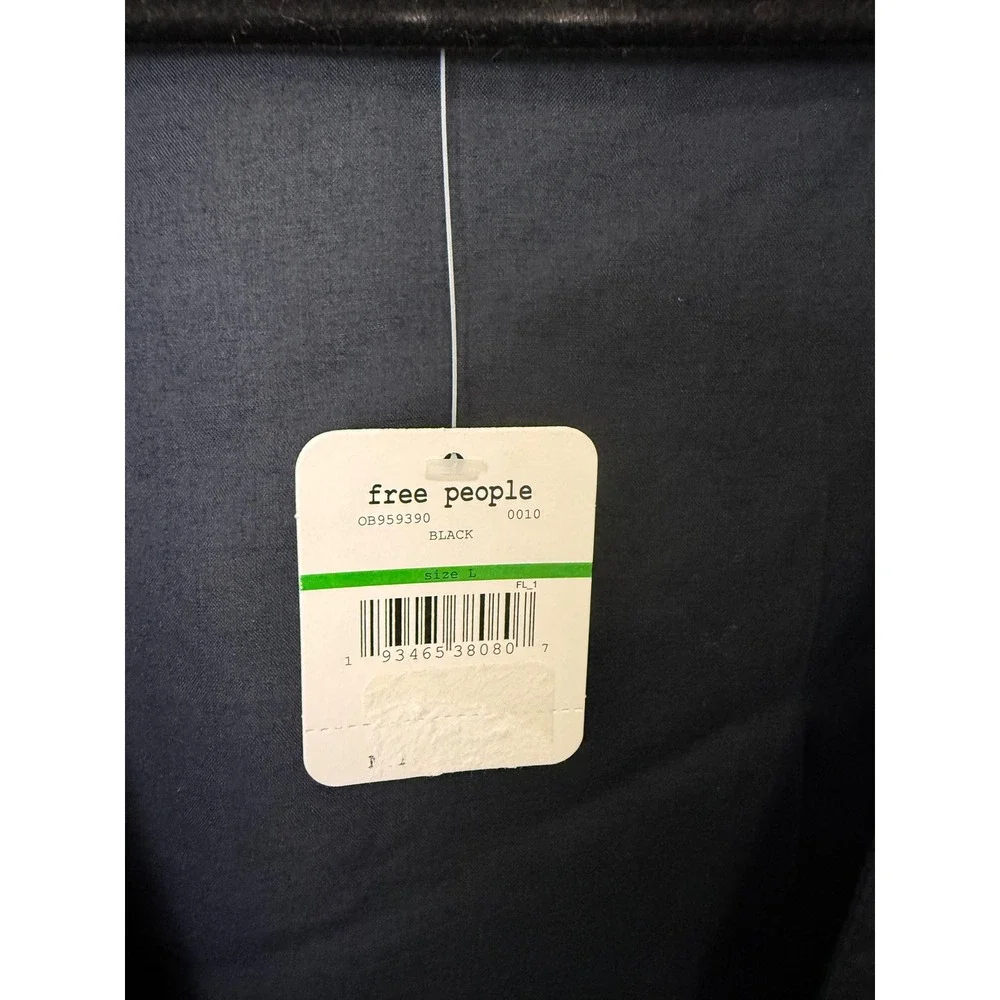 Free People Intimately Black Ruffle Sleeve Tie Front Mesh Bodysuit OB959390 L - Picture 3 of 9